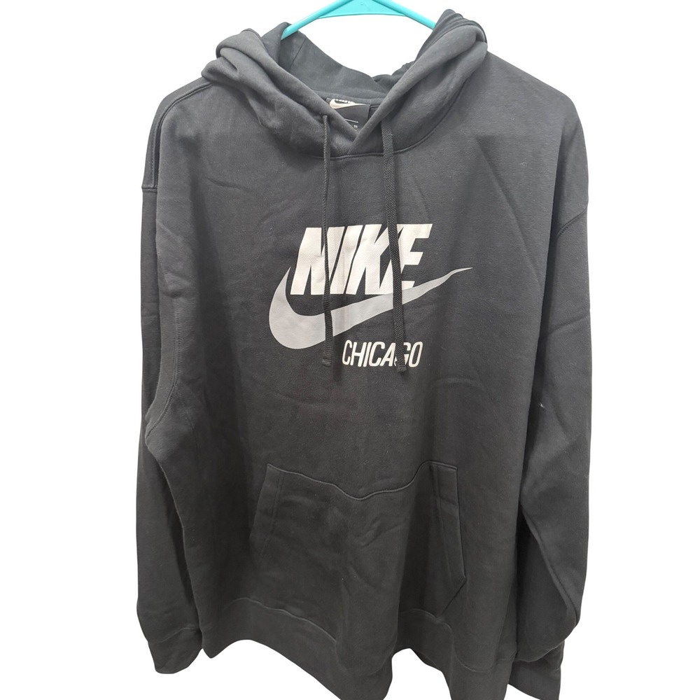Nike Men's Sportswear Club Fleece Chicago Pullover Hoodie Black White XL EUC